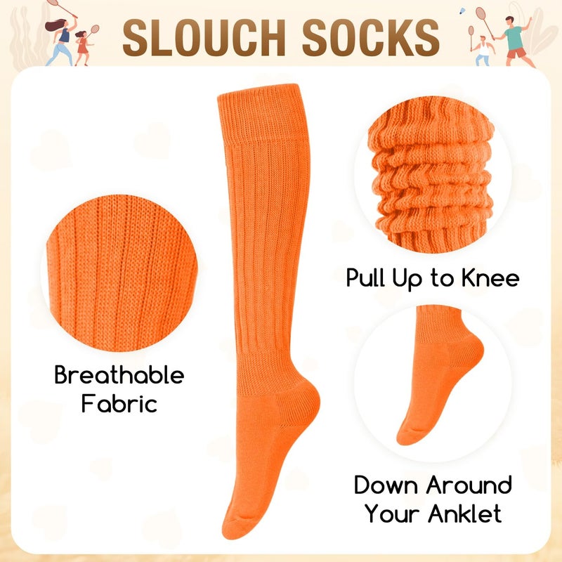 Zmart Women Slouch Socks - Cozy Scrunch Socks, 80s Style in White, Black, Orange & Cream - Image 4